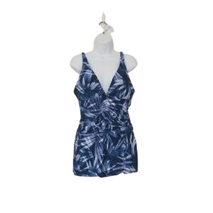 Company by Ellen Tracy Ruched Front One Piece Swim Dress w/Side Split Size 16.